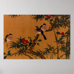 Aves, bambú y camellias, arte japonés 1644-1911