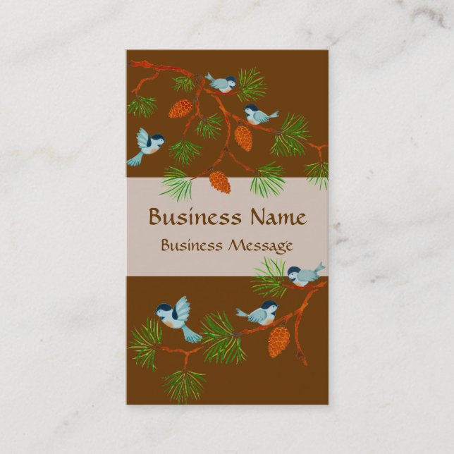 Aves brillantes en una plantilla de tarjeta de vis (Anverso)