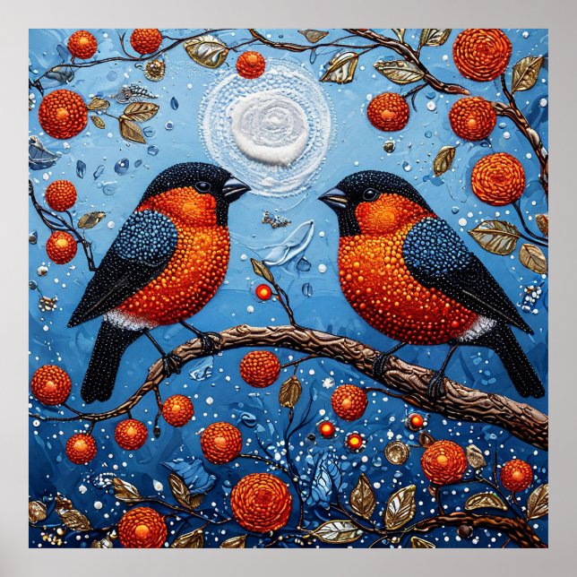 🐦 Aves Caprichosas Luna Decoración de Naturaleza  (Frente)