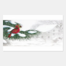Aves cardenales en Pegatina de Nieve