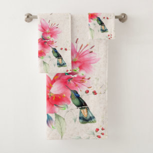 Aves Colibríes Flores Animales Toalla De Baño