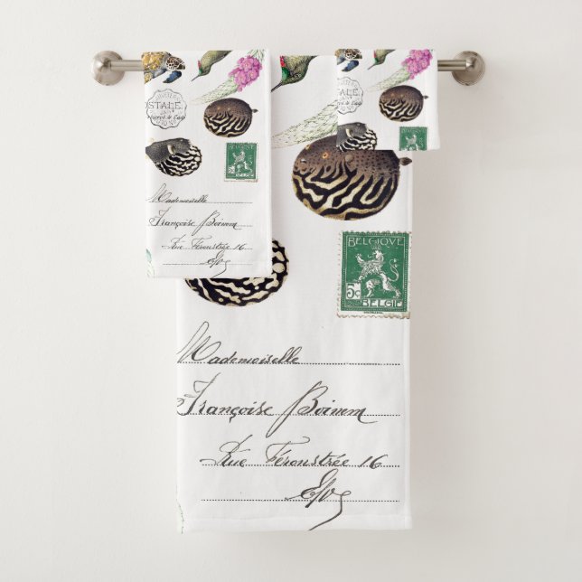 Aves colibríes Tortugas Tejido Floral Toalla de ba (In situ)