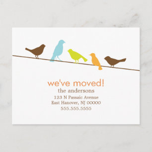Aves coloridas en Invitaciones de direcciones nuev