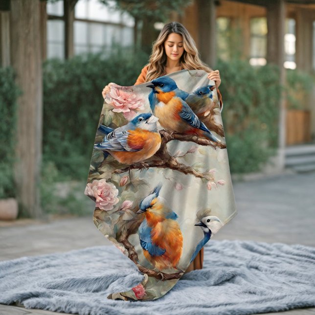 Aves con manta de flores (Birds with Flowers Blanket)