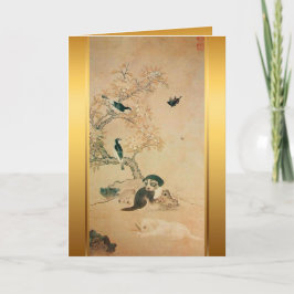 Aves con pipa Tarjeta de cumpleaños de Año de Pint