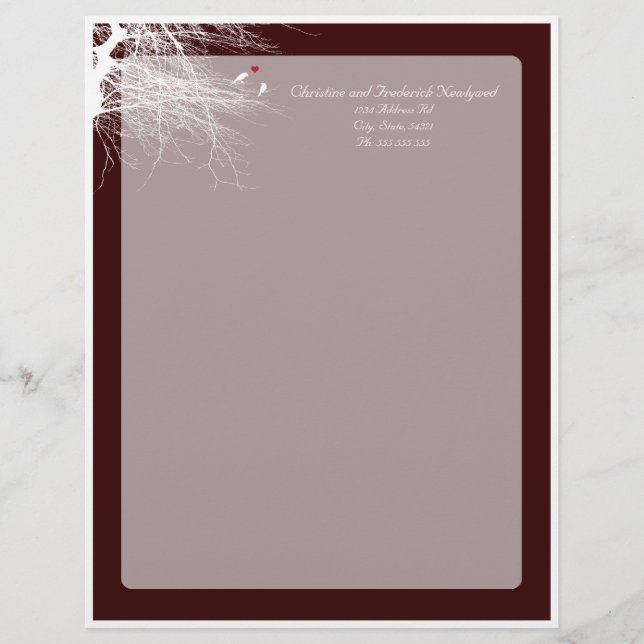 Aves de amor 2, membrete boda (Anverso)