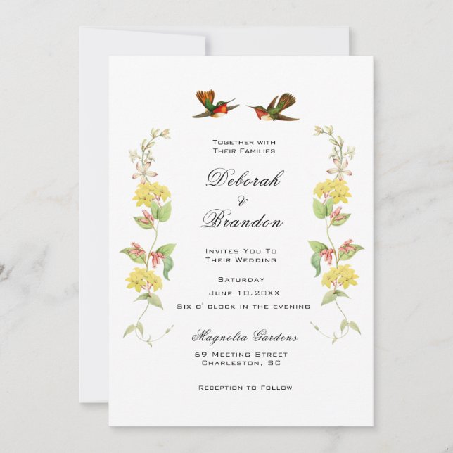 Aves de amor antiguas Invitación a la boda (Anverso)