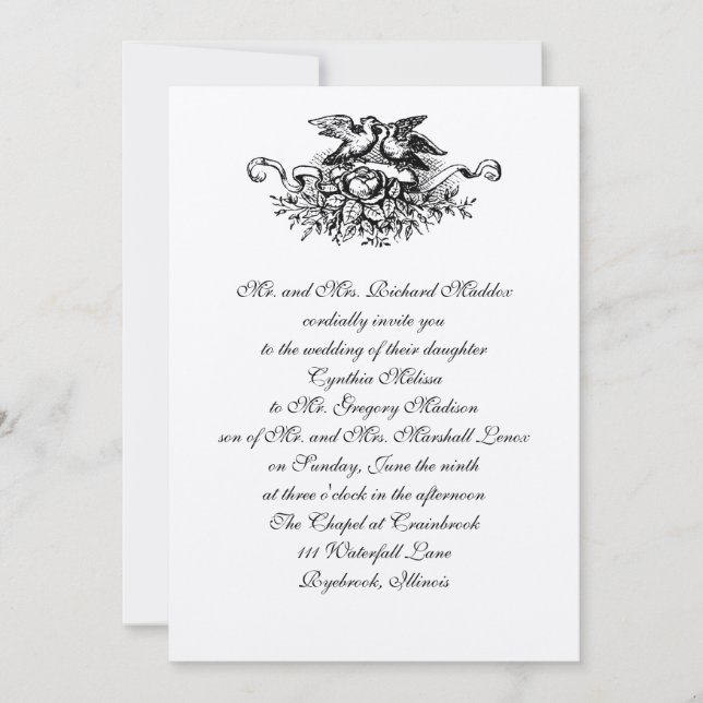 Aves de amor antiguas Invitación a matrimonio (Anverso)