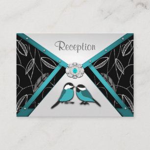 Aves de amor Aqua y Silver Tarjetas de recepción d