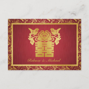 Aves de amor chinas tarjetas RSVP de doble felicid