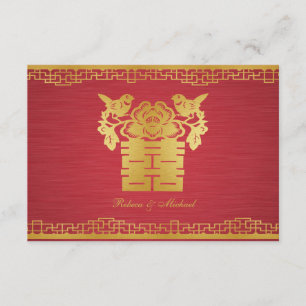 Aves de amor chinas tarjetas RSVP de doble felicid