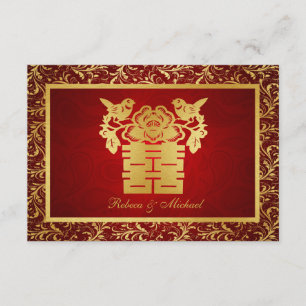 Aves de amor chinas tarjetas RSVP de doble felicid