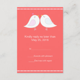 Aves de amor con tarjeta RSVP de fondo rojo
