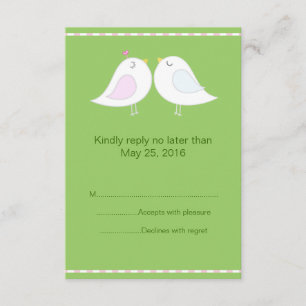 Aves de amor con tarjeta RSVP de fondo verde