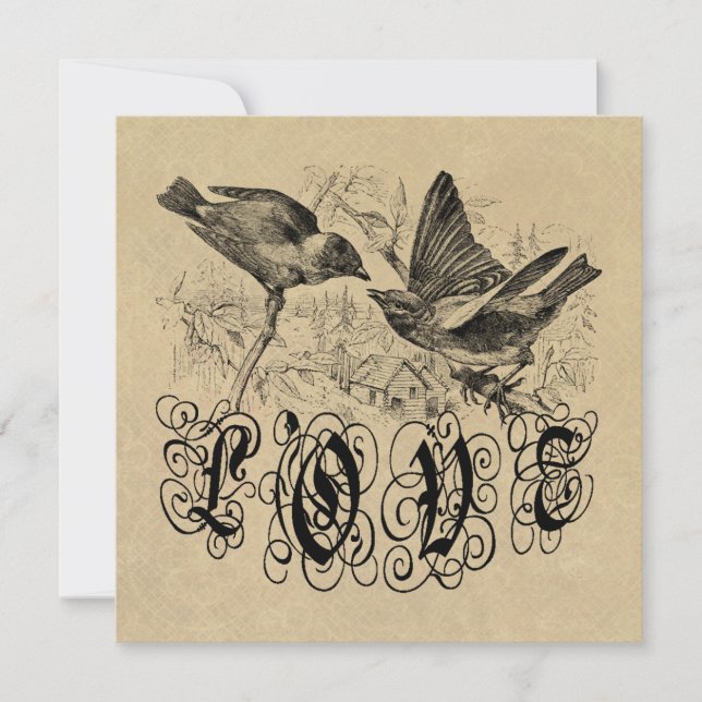 Aves de amor de época ropa y regalos (Anverso)