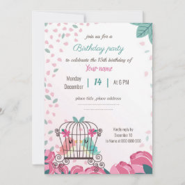 aves de amor en jaula fiesta de cumpleaños floral