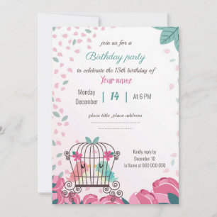 aves de amor en jaula fiesta de cumpleaños floral