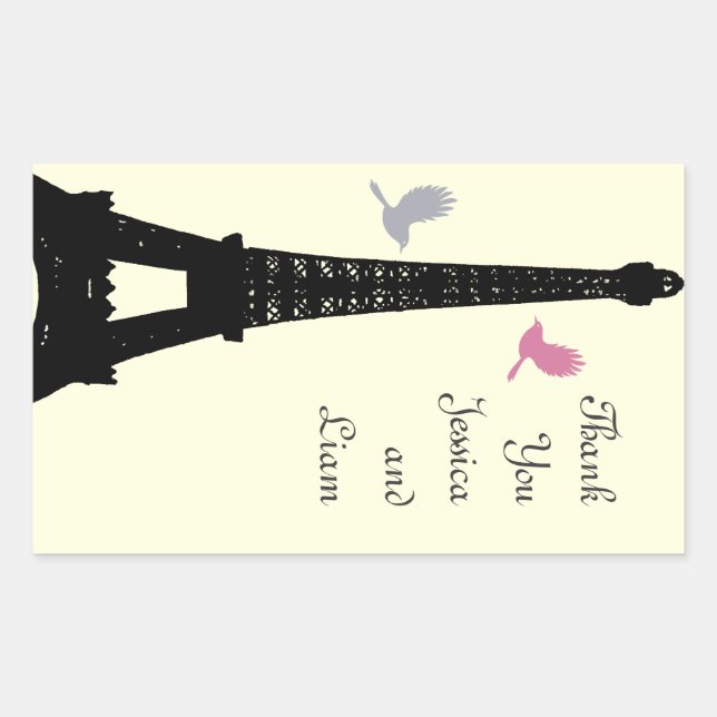 Aves de amor Gracias Pegatina (blanco roto) (Anverso)