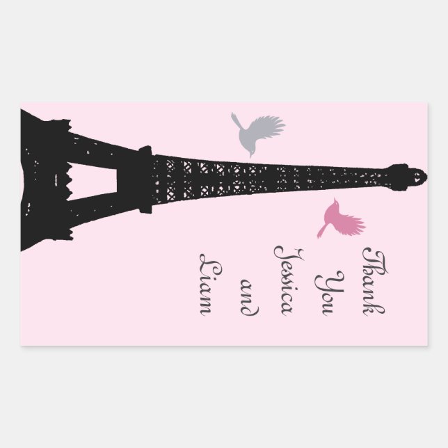 Aves de Amor Gracias Pegatina (rosa) (Anverso)