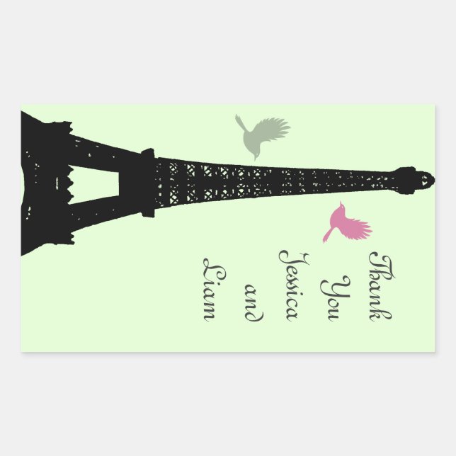 Aves de Amor Gracias Pegatina (verde) (Anverso)