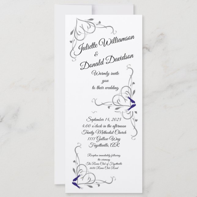 Aves de amor Invitación a una boda plana (Anverso)