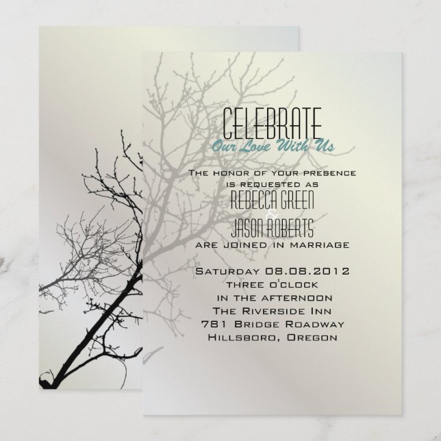 Aves de amor modernas Invitaciones a la boda blanc (Anverso / Reverso)