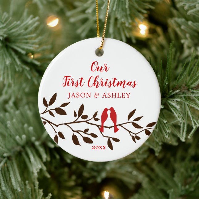 Aves de Amor Nuestro Primer Ornamento De Navidad (Árbol)