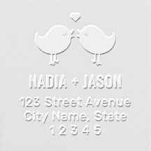 Aves de amor Pareja Dirección Personalizado Emboss
