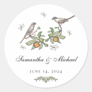 Aves de amor pegatinas de boda