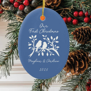 Aves de Amor Primer Ornamento De Navidad