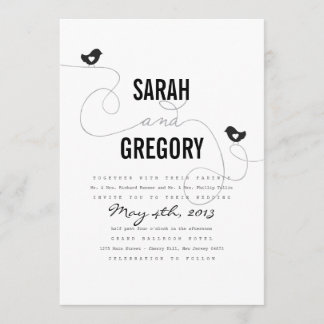 Aves de amor retro invitaciones a matrimonio