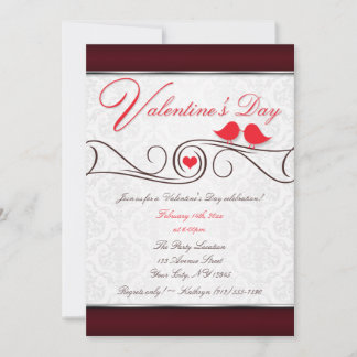 Aves de Amor Rojo Damasco Invitaciones El día de S