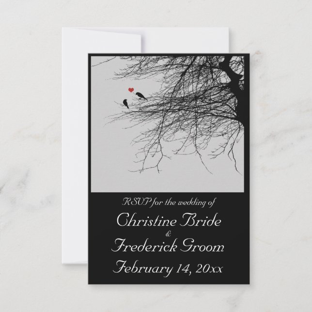 Aves de amor, rsvp de boda de 3.5"x5" (Anverso)