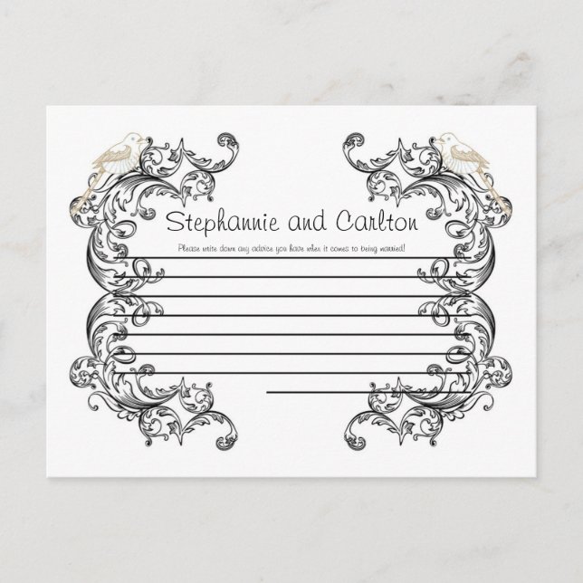 Aves de amor Tarjeta de consejo para Bodas blancos (Anverso)