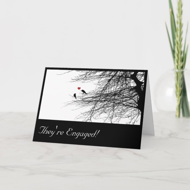 Aves de amor, tarjeta de invitación de compromiso. (Anverso)