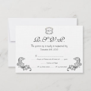Aves de amor Tarjeta RSVP de Boda Blanca/Negra