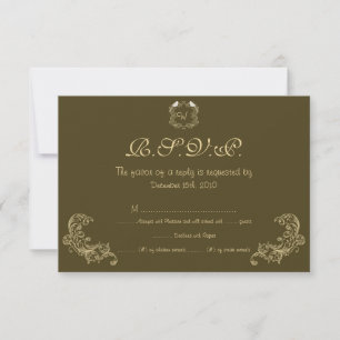 Aves de amor Tarjeta RSVP de boda marrón/crema