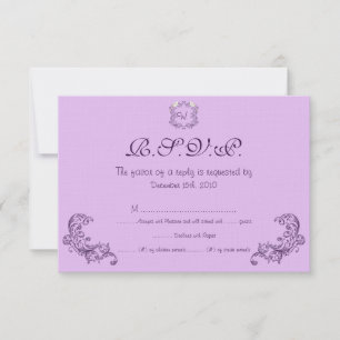 Aves de amor Tarjeta RSVP de Boda Purple/Lavender