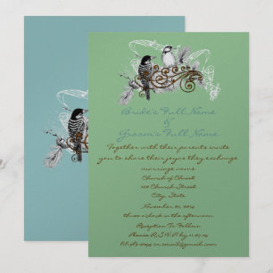 Aves de amor vintage Invitación a la boda