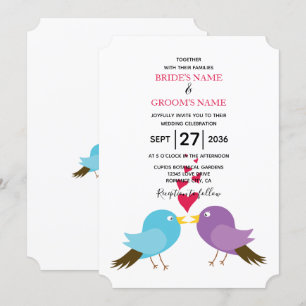 Aves de amor y corazones Invitaciones a la boda