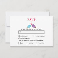 Aves de amor y tarjetas RSVP de boda de corazón