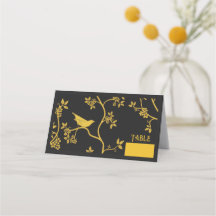 Aves de Chinoiserie en árboles Tarjeta plegada neg