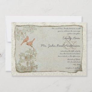 Aves de coral ventilares invitaciones de matrimoni