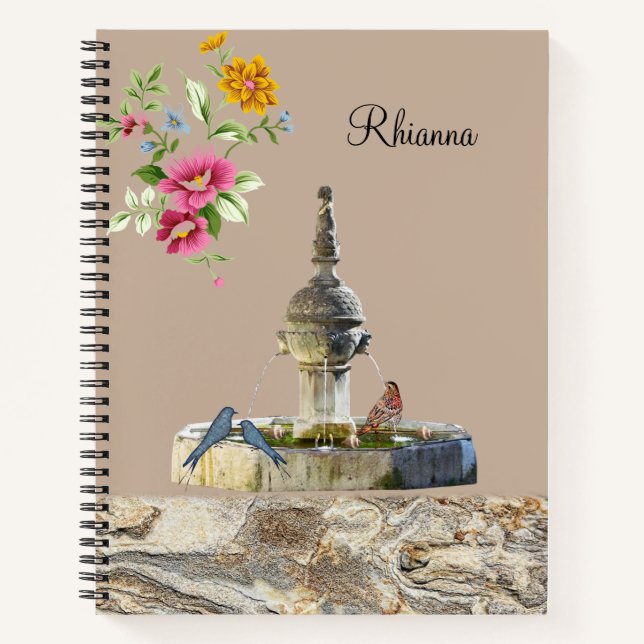 Aves de cuaderno espirales Fuente Floral (Anverso)