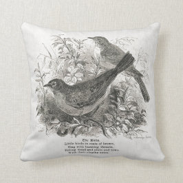 Aves de época adornan esta almohada de granja