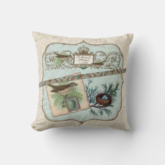 Aves de época, almohada de nido azul de huevo de R