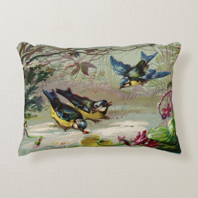 Aves de época en la almohada de acento de nieve (Anverso)