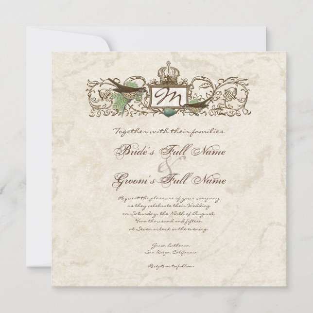 Aves de época, Huevo azul - Invitación a la boda (Anverso)