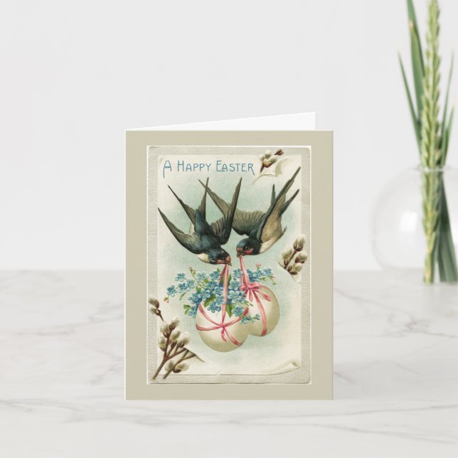 Aves de época llevando Huevos de Pascua Nota Amari (Anverso)