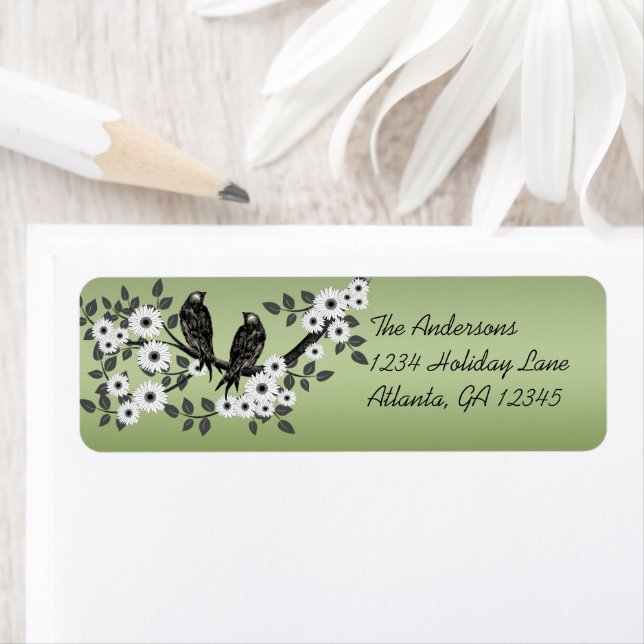 Aves de época Navidades de flores blancas etiqueta (In situ)